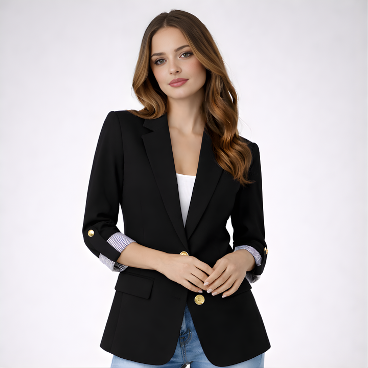 Women’s Classic Tailored Blazer Jacket with Roll-Up Sleeves