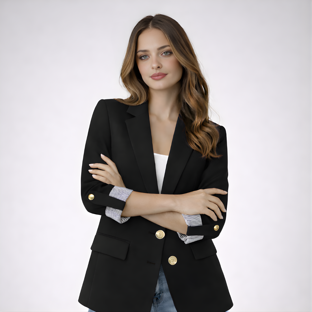 Women’s Classic Tailored Blazer Jacket with Roll-Up Sleeves